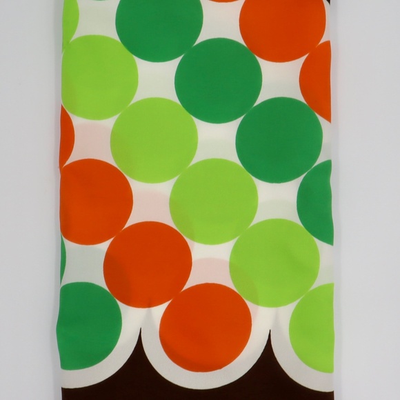 Vintage Trevira Scarf Orange Green Brown Dots Retro Mod MCM 1960s - Picture 8 of 11